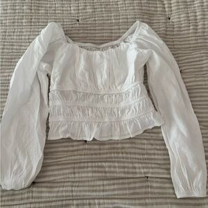 White Off-Shoulder Blouse Kid